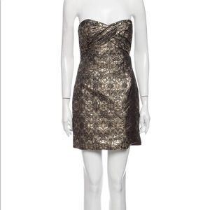 Nicole Miller gold and black strapless dress NWT